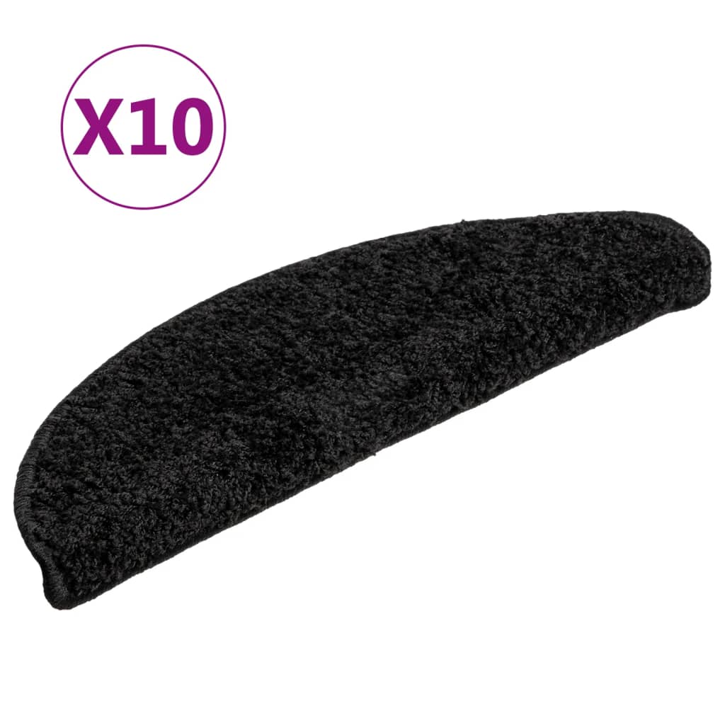 Prostirke za stepenice 10 kom 56x17x3 cm Crne poluokrugle