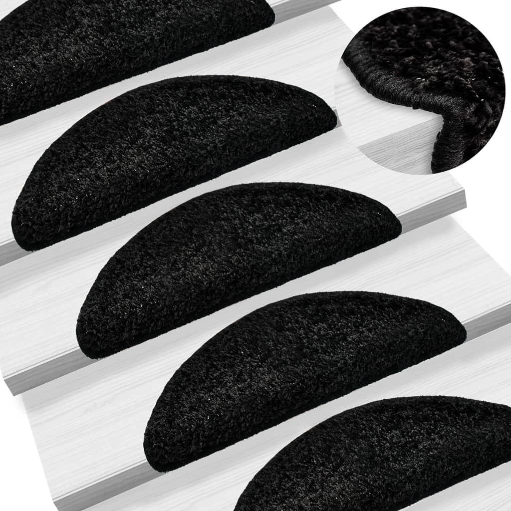 Prostirke za stepenice 10 kom 56x17x3 cm Crne poluokrugle