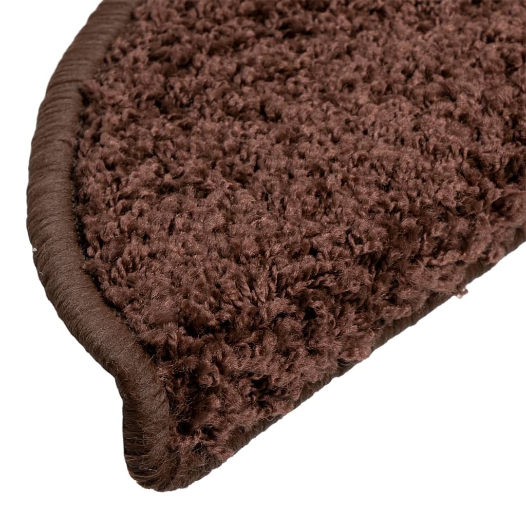 Prostirke za stepenice 10 kom 56x17x3 cm smeđe poluokrugle
