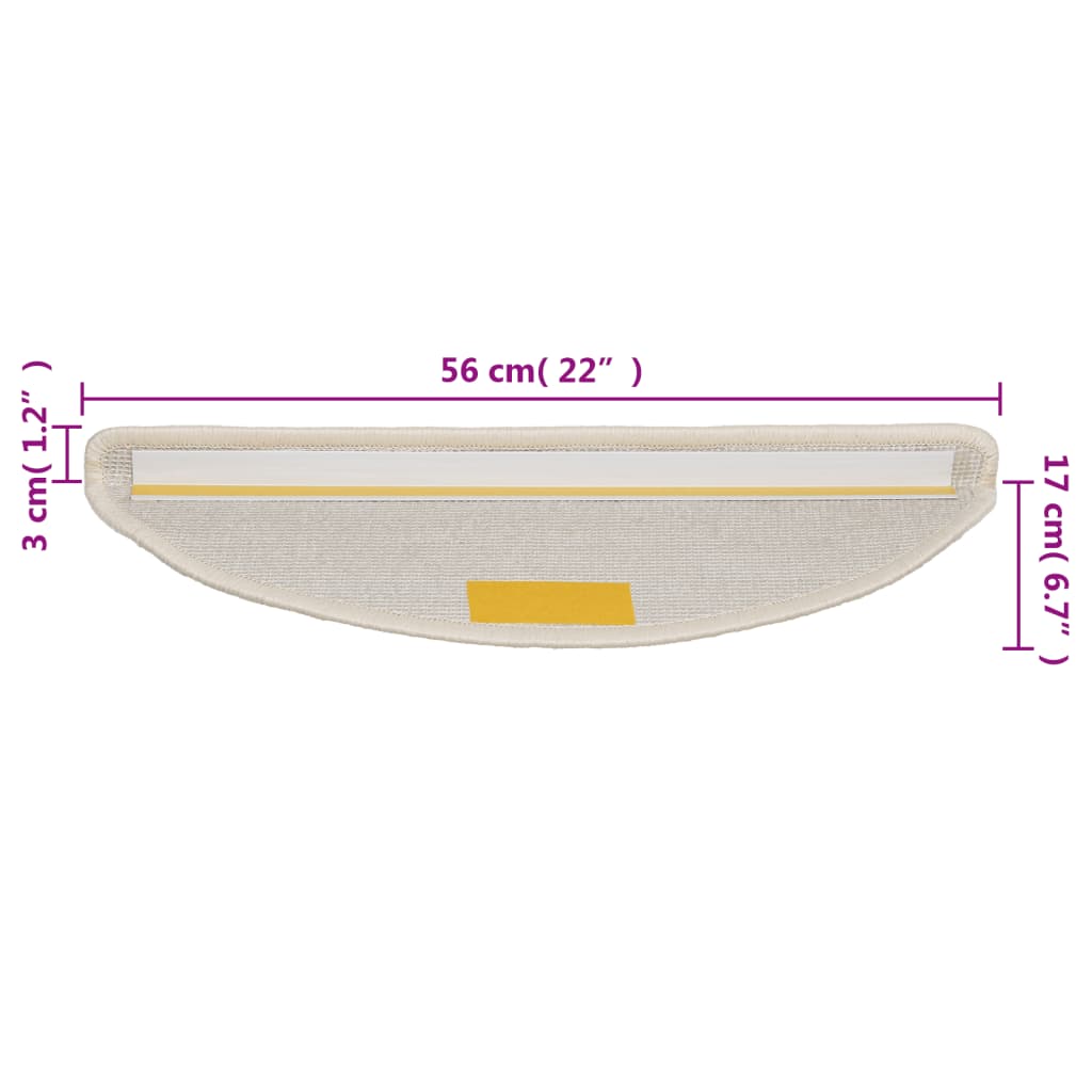 Prostirke za stepenice 10 kom 56x17x3 cm bijele poluokrugle
