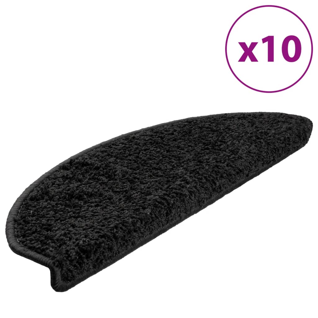 Prostirke za stepenice 10 kom 65x21x4 cm Crne poluokrugle velike
