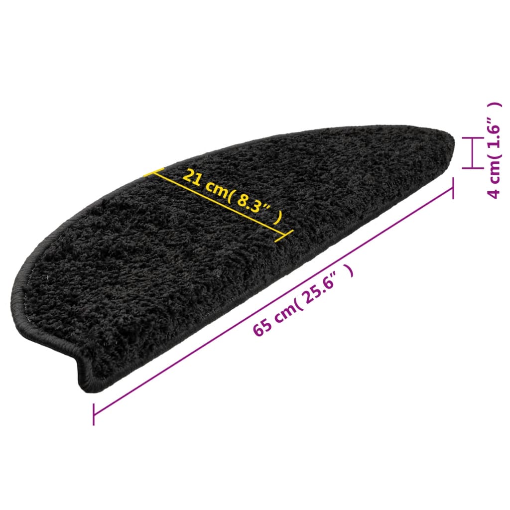 Prostirke za stepenice 10 kom 65x21x4 cm Crne poluokrugle velike