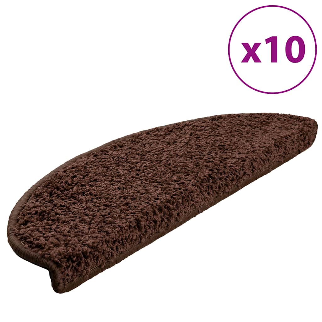 Prostirke za stepenice 10 kom 65x21x4 cm Smeđe poluokrugle velike