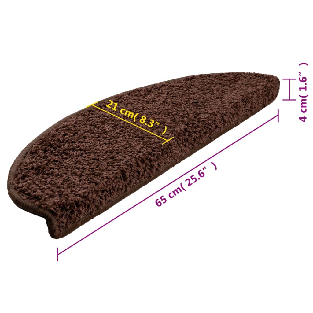 Prostirke za stepenice 10 kom 65x21x4 cm Smeđe poluokrugle velike