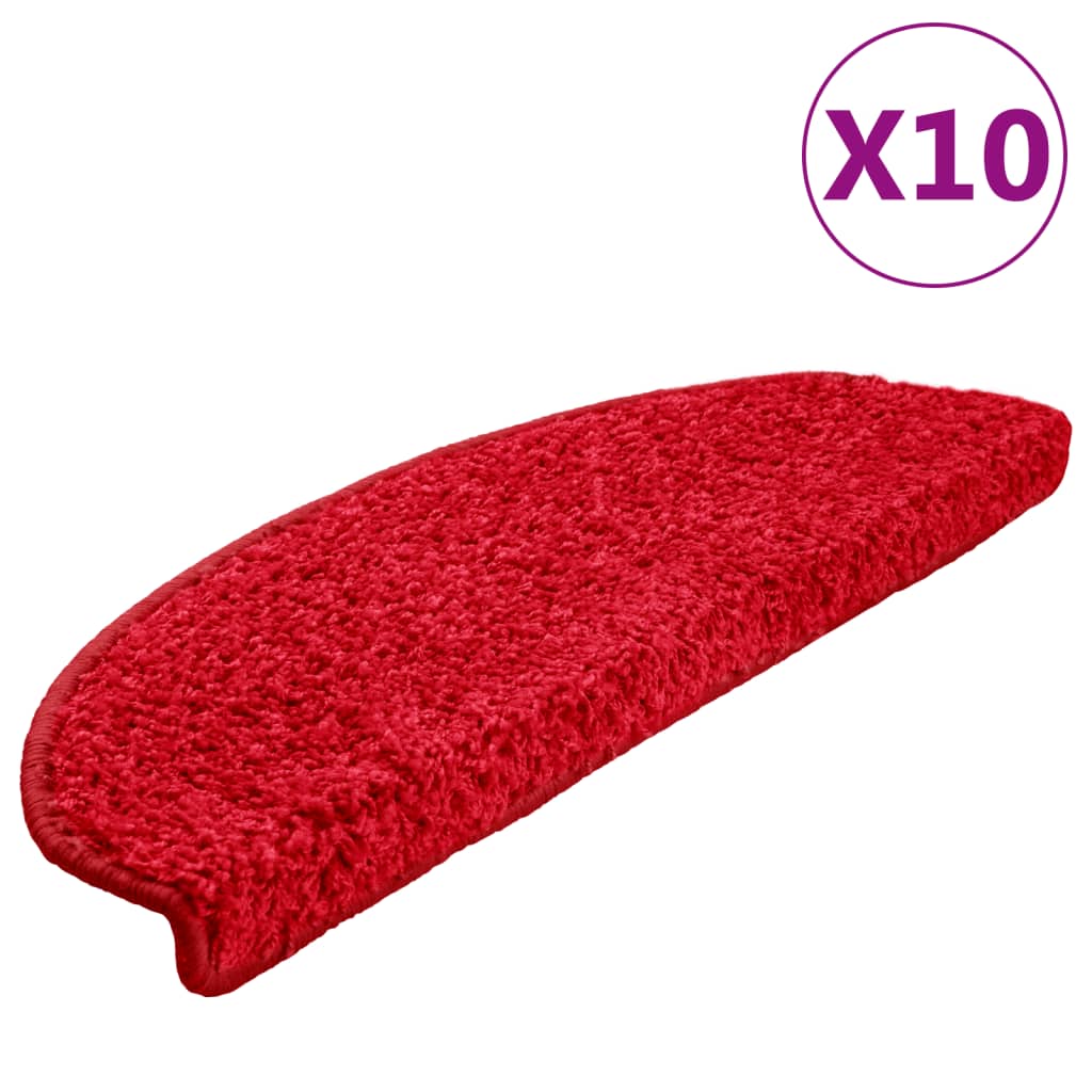 Prostirke za stepenice 10 kom 65x21x4 cm crvene poluokrugle velike