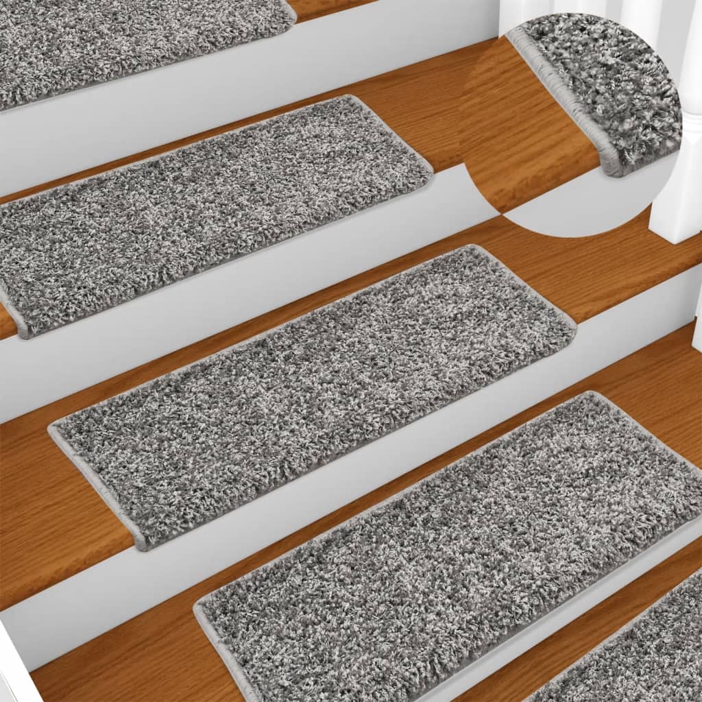 Prostirke za stepenice 10 kom 65x21x4 cm sive s pravokutnim rubom