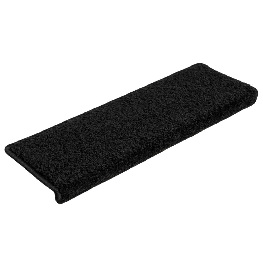 Prostirke za stepenice 10 kom 65x21x4 cm Crne s pravokutnim rubom