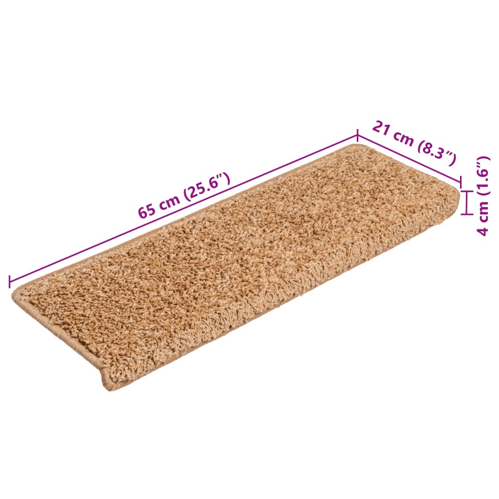 Prostirke za stepenice 10 kom 65x21x4 cm bež pravokutni rub