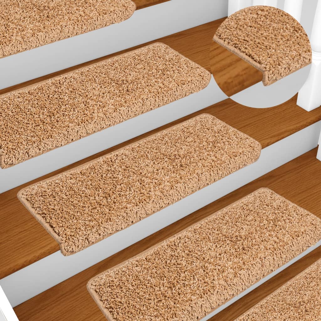 Prostirke za stepenice 10 kom 65x21x4 cm bež pravokutni rub