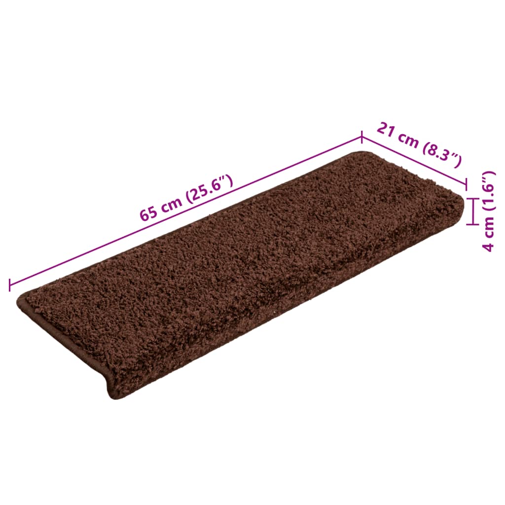 Prostirke za stepenice 10 kom 65x21x4 cm smeđe pravokutne rubove