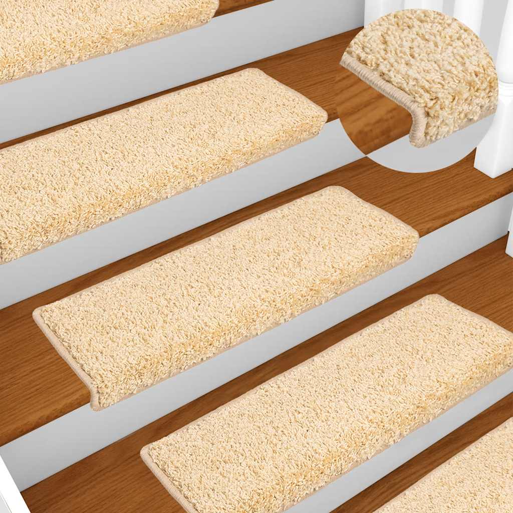 Prostirke za stepenice 10 kom 65x21x4 cm krem pravokutni rub