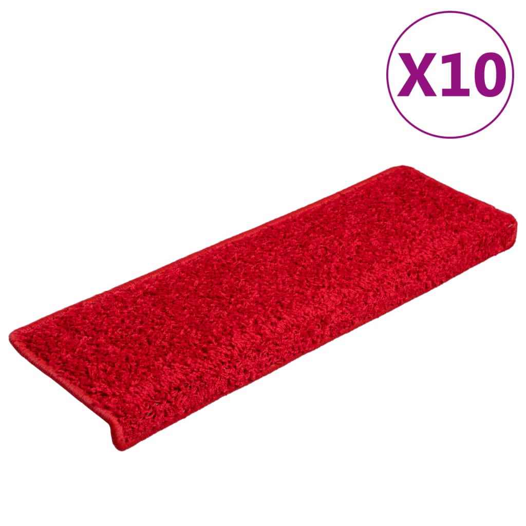 Prostirke za stepenice 10 kom 65x21x4 cm crvene pravokutne rubove
