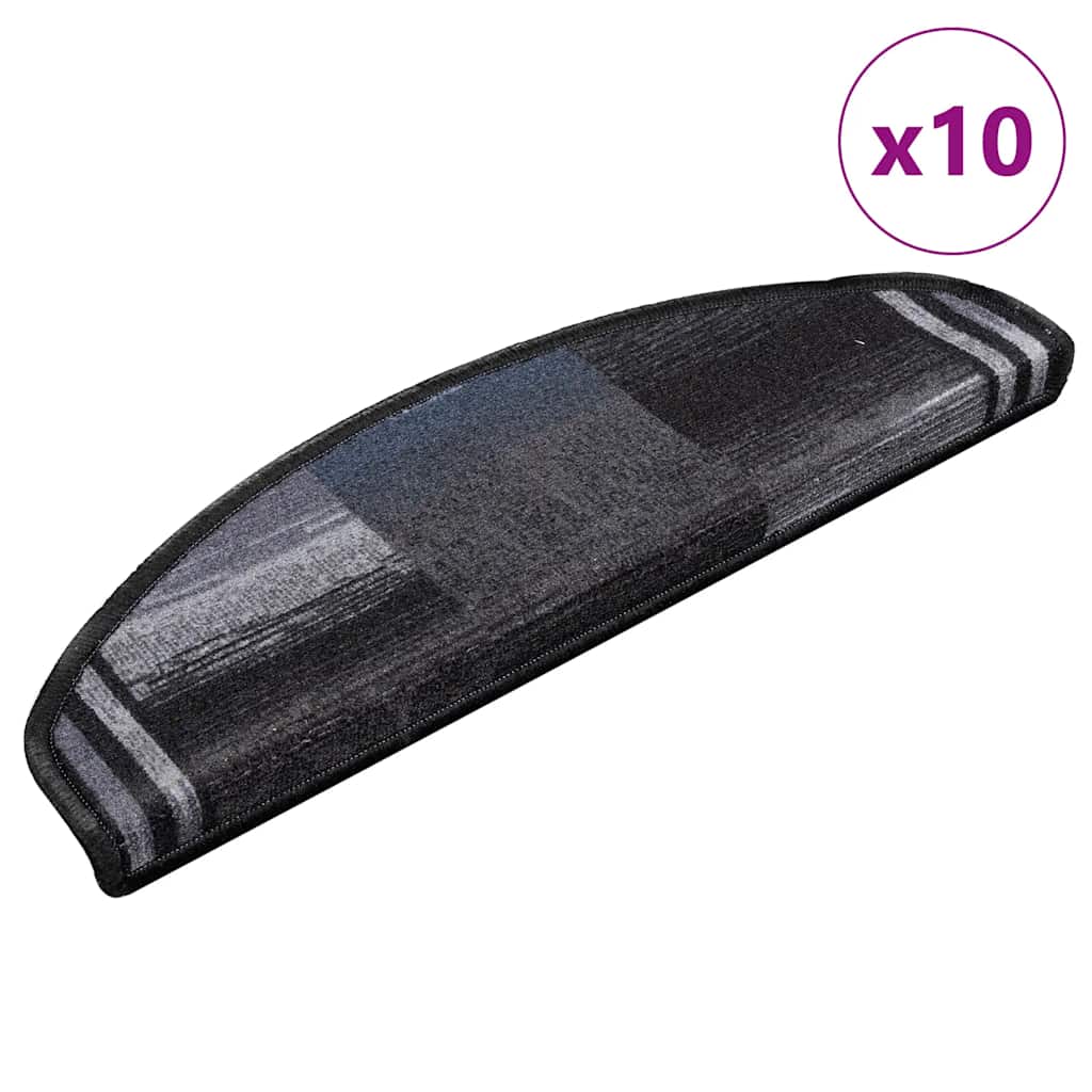 Otirači za stepenice samoljepljivi 10 kom 65x21x4 cm crno-sivi