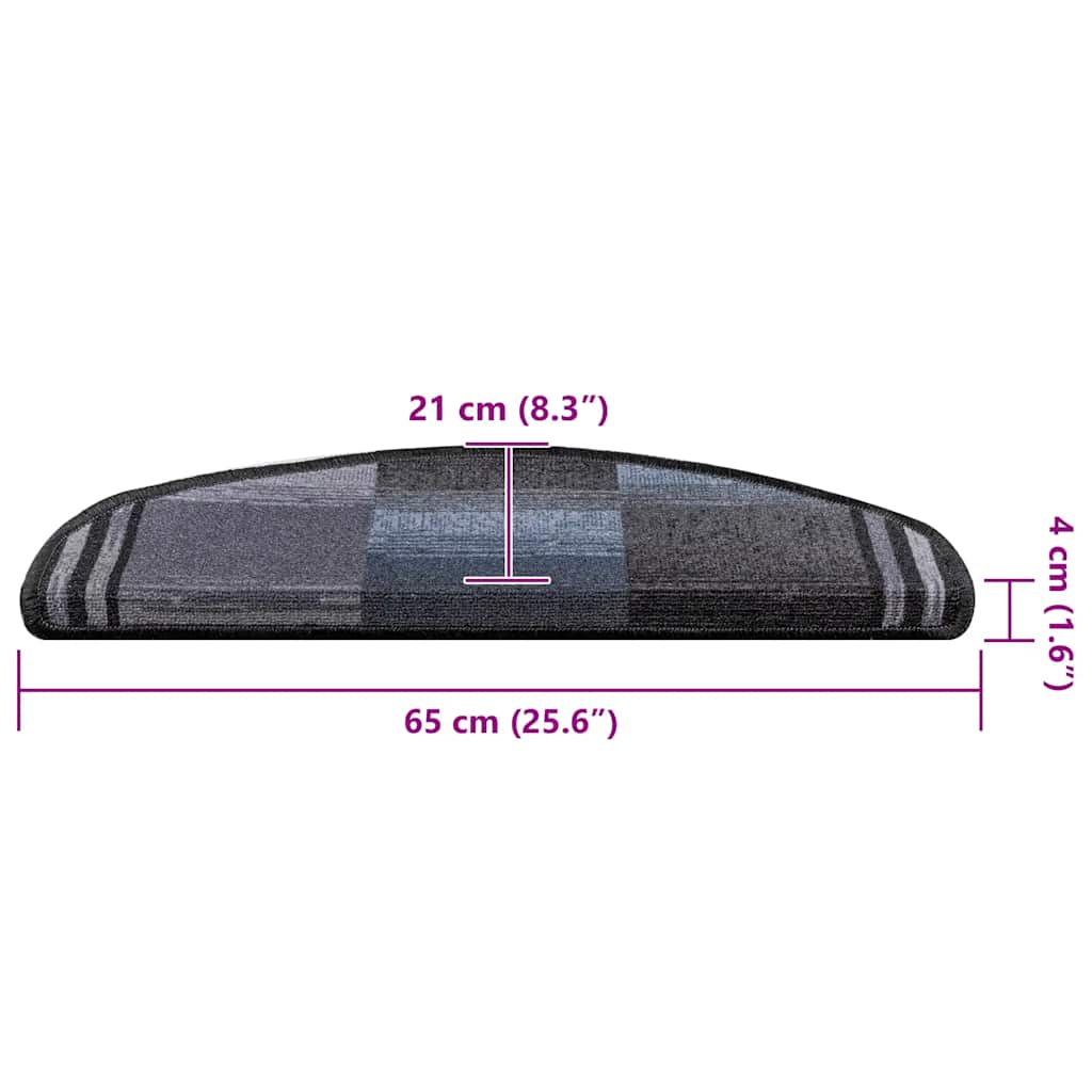 Otirači za stepenice samoljepljivi 10 kom 65x21x4 cm crno-sivi