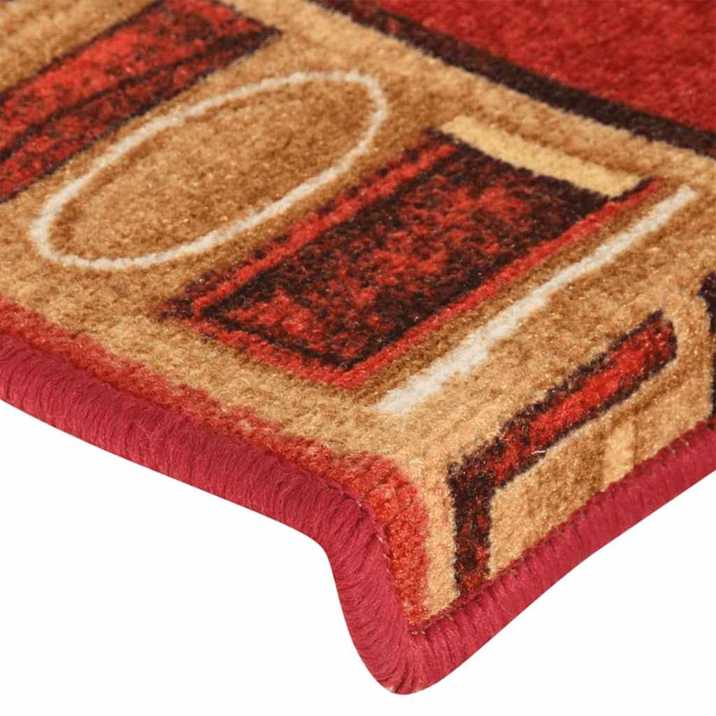 Otirači za stepenice samoljepljivi 5 kom 65x21x4 cm crveni