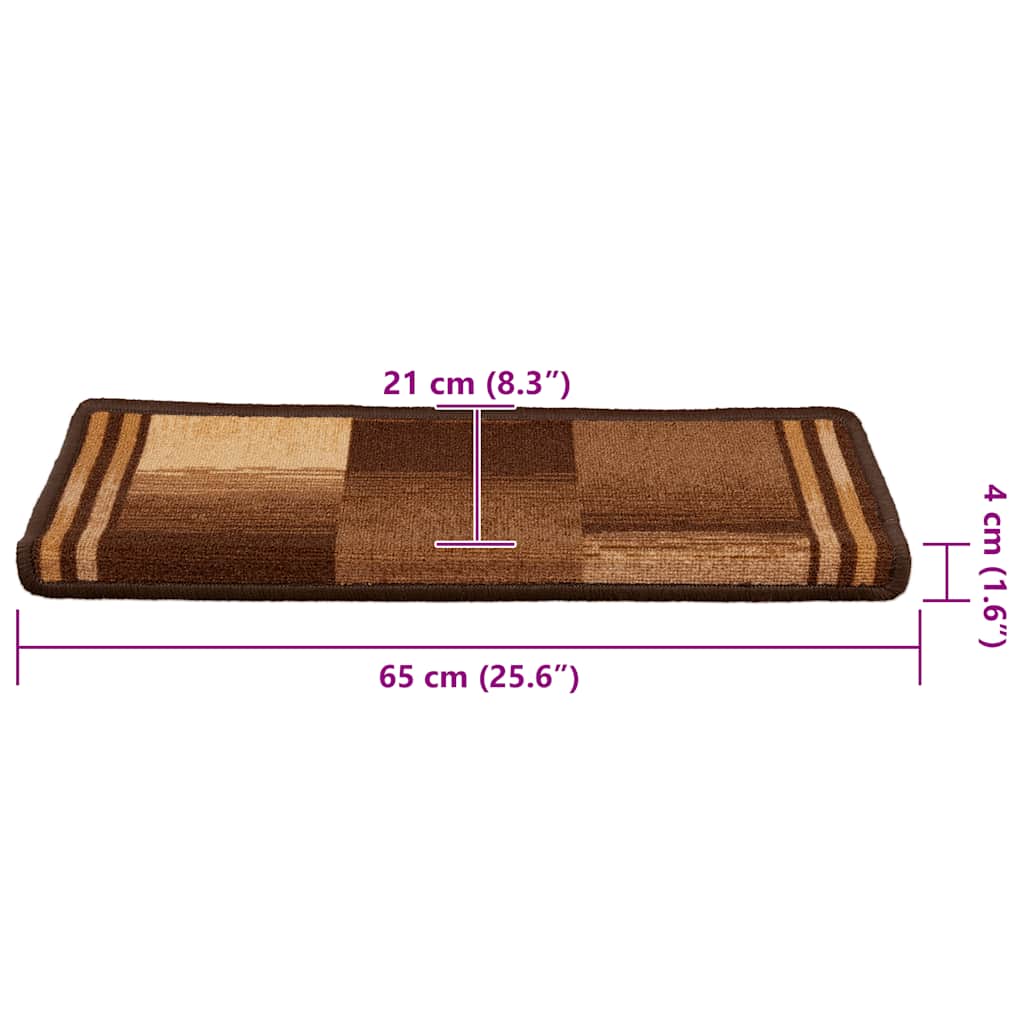 Otirači za stepenice samoljepljivi 10 kom 65x21x4 cm smeđi
