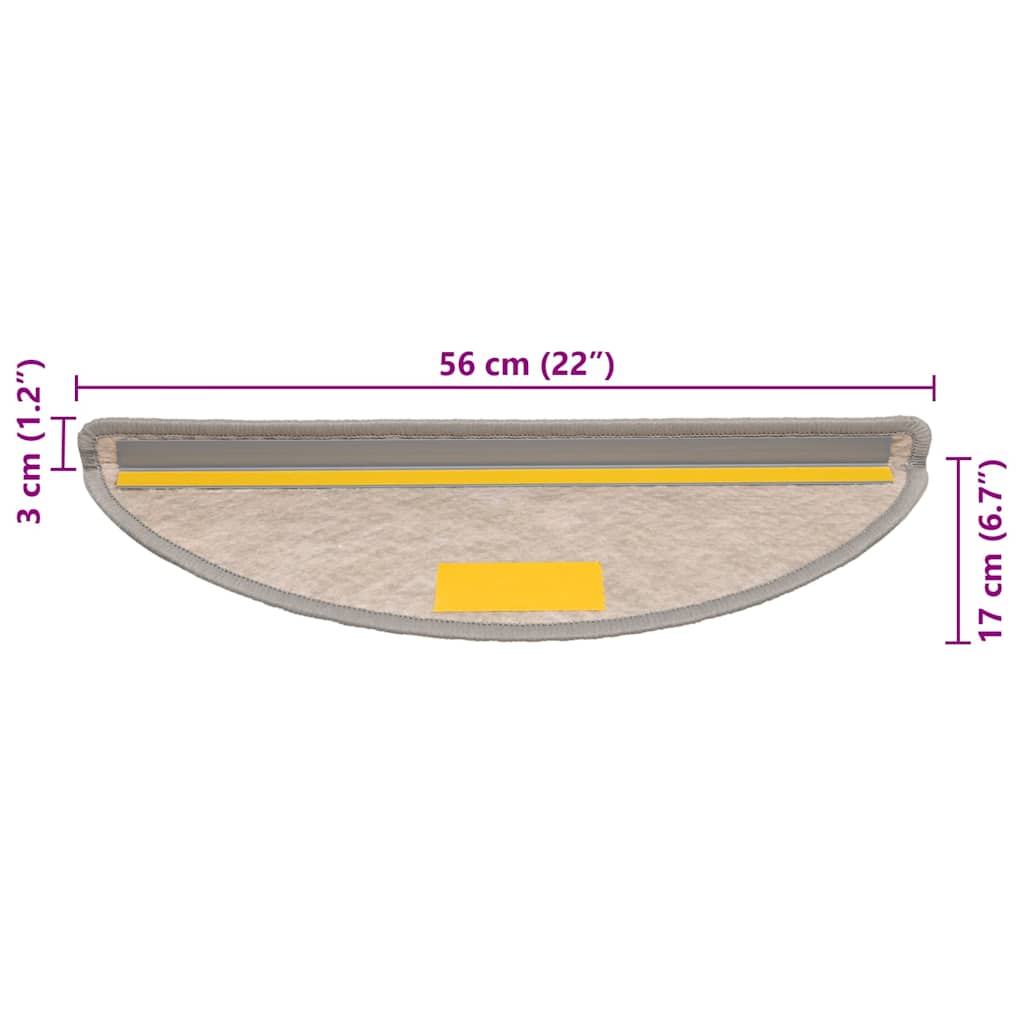 Samoljepljivi otirači za stepenice 15 kom 56x17x3 cm srebrni