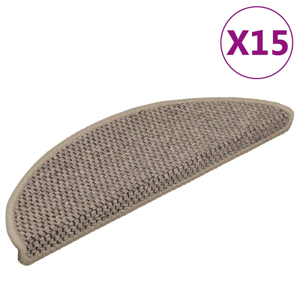 Samoljepljivi otirači za stepenice 15 kom 56x17x3 cm tamnobež