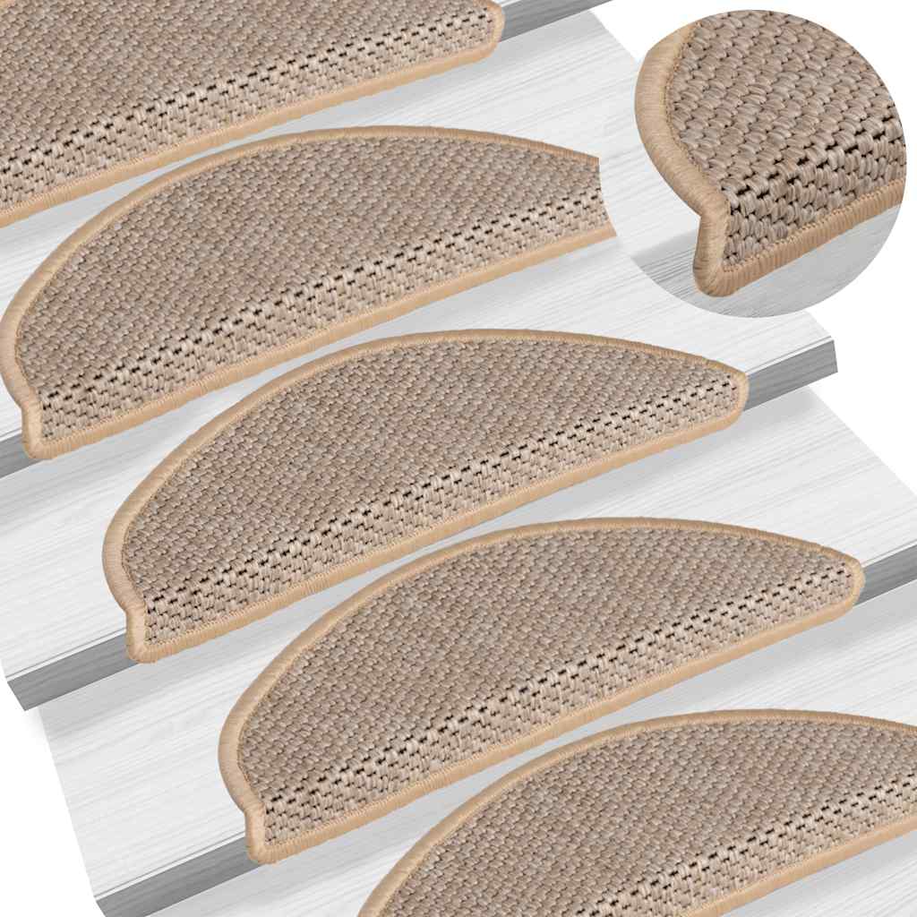 Samoljepljivi otirači za stepenice 15 kom 56x17x3 cm svjetlobež