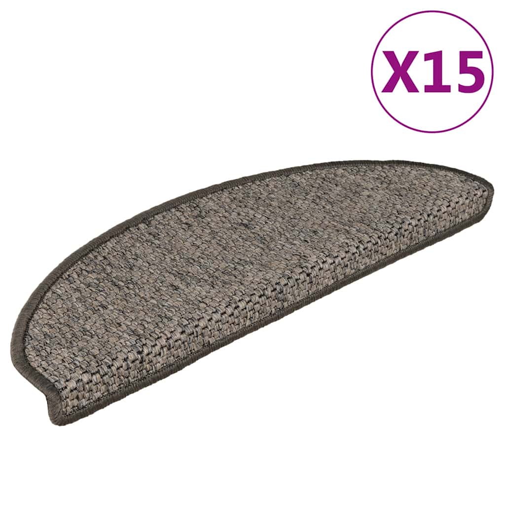 Samoljepljivi otirači za stepenice 15 kom 65x21x4 cm sivi/bež