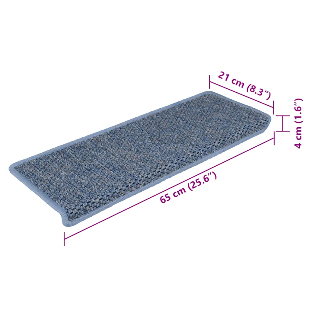 Samoljepljivi otirači za stepenice 15 kom 65x21x4 cm plavi