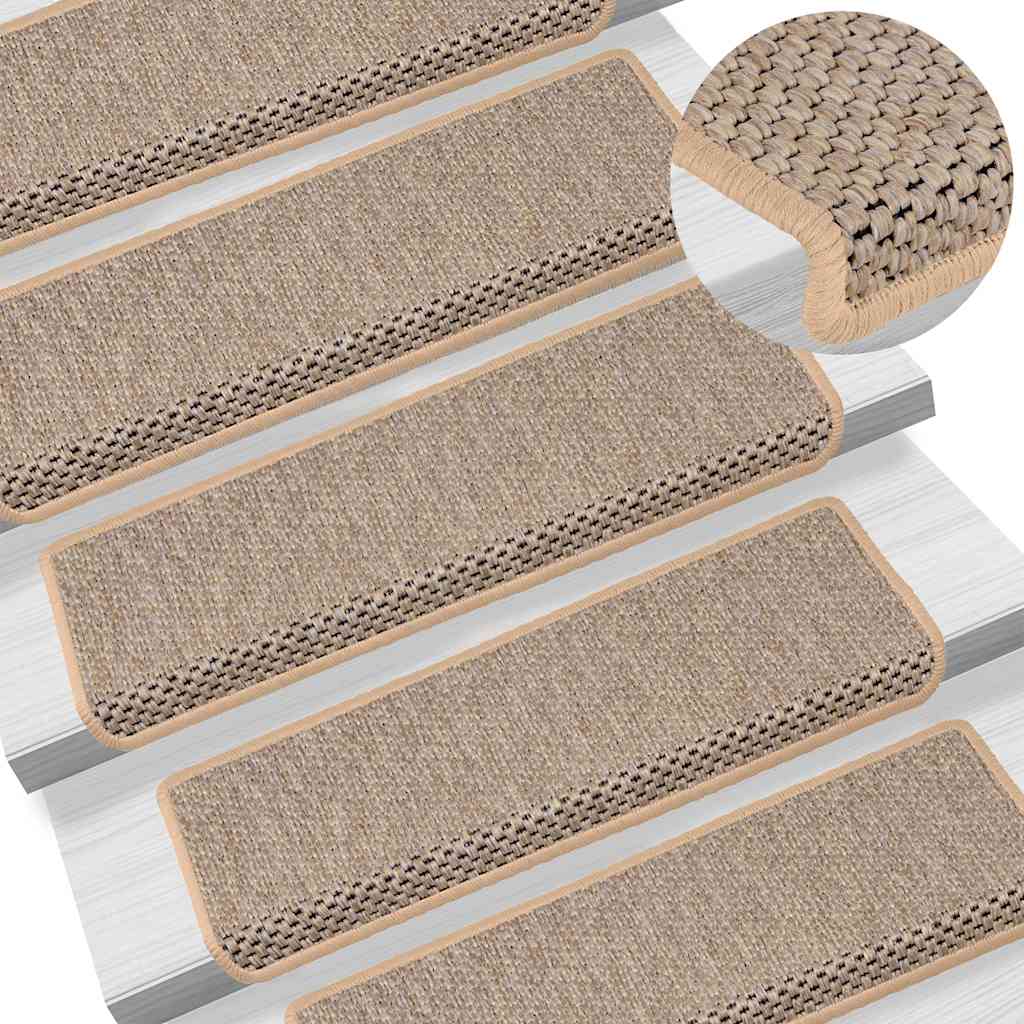 Samoljepljivi otirači za stepenice 15 kom 65x21x4 cm svjetlobež