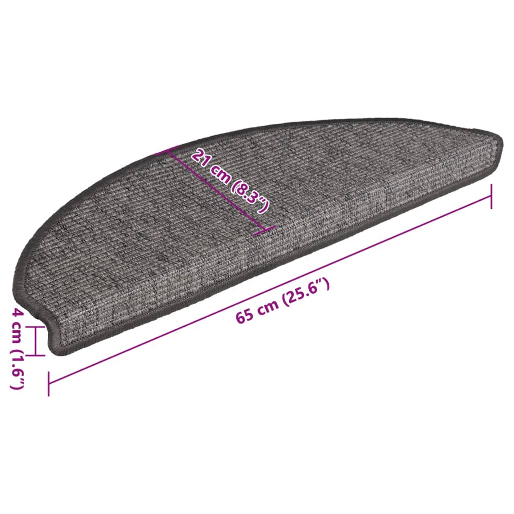 Prostirke za stepenice 15 kom 65x21x4 cm bež i sive poluokrugle velike