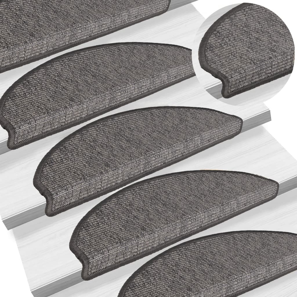 Prostirke za stepenice 15 kom 65x21x4 cm bež i sive poluokrugle velike
