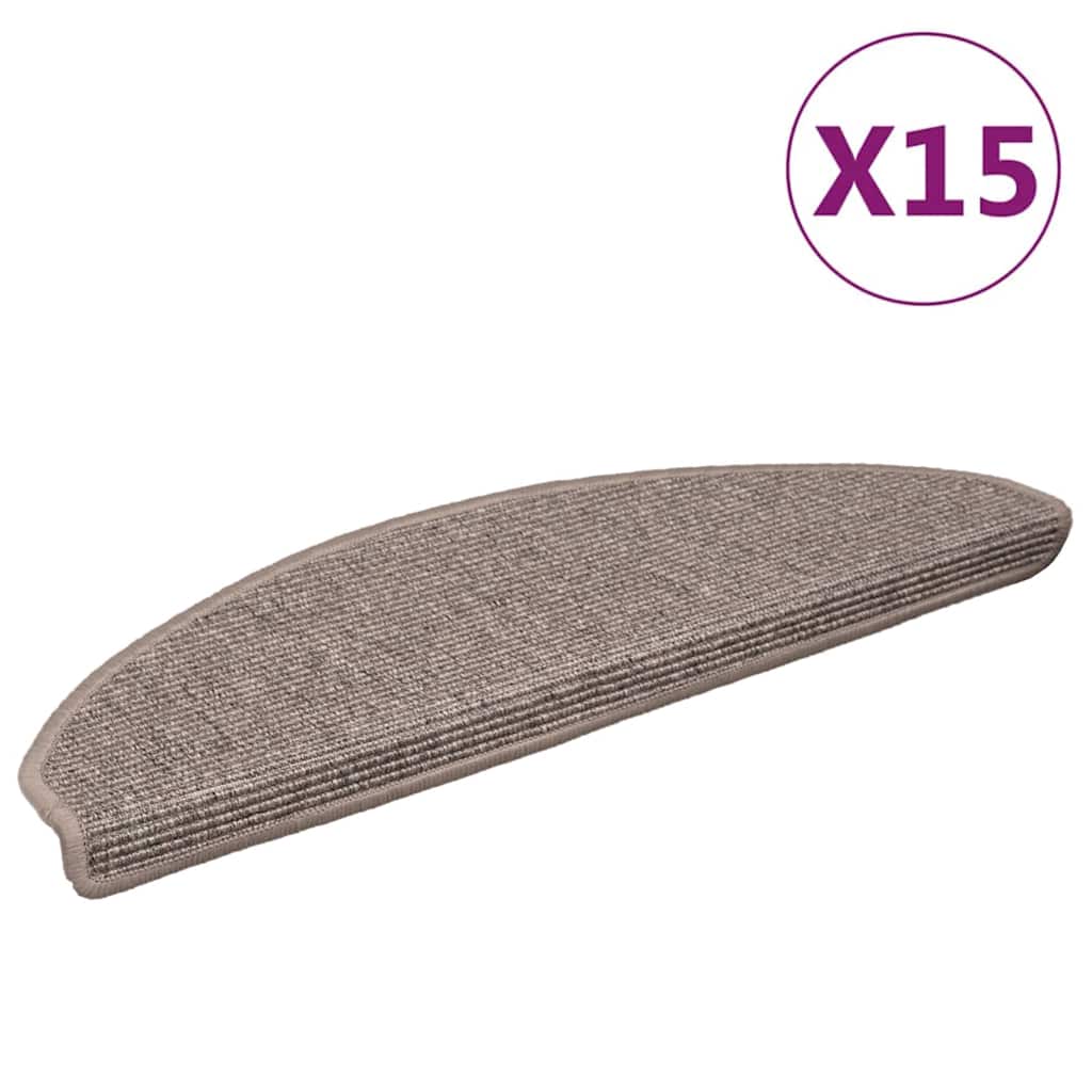 Prostirke za stepenice 15 kom 65x21x4 cm tamno bež poluokrugle velike