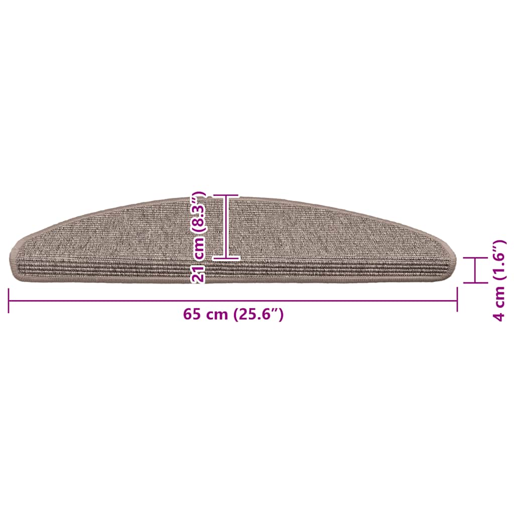 Prostirke za stepenice 15 kom 65x21x4 cm tamno bež poluokrugle velike