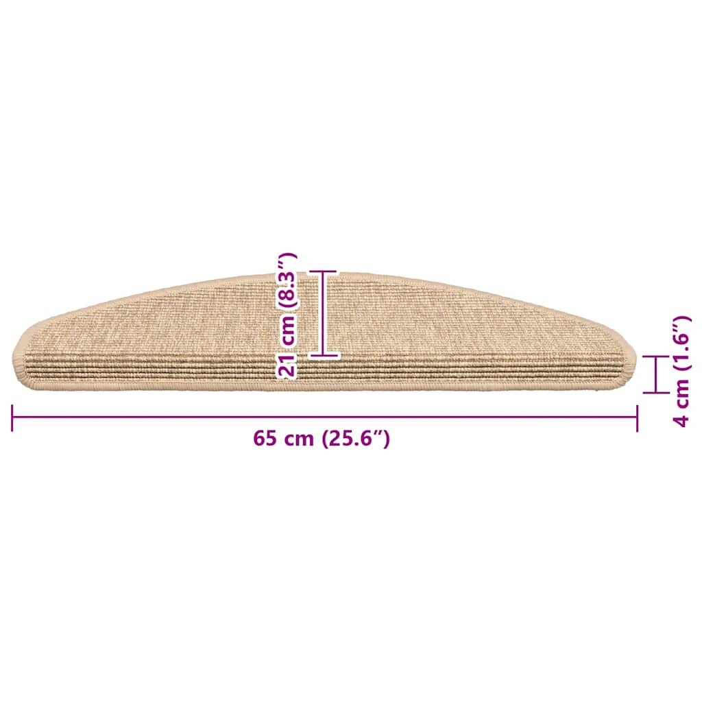 Prostirke za stepenice 15 kom 65x21x4 cm svijetlo bež poluokrugle velike