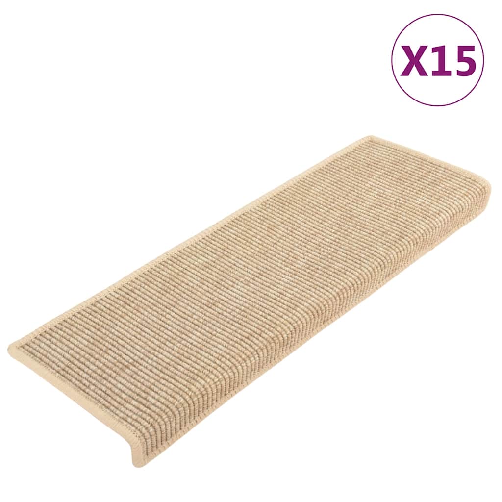 Prostirke za stepenice 15 kom 65x21x4 cm svijetlo bež pravokutni rub