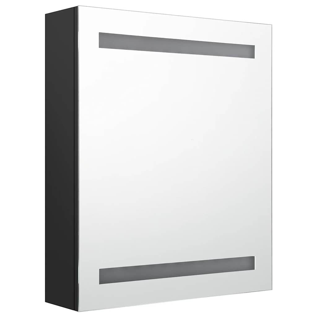 LED kupaonski ormarić s ogledalom crni 50 x 14 x 60 cm