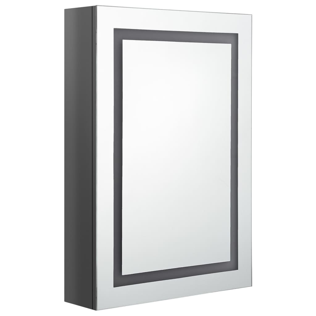 LED kupaonski ormarić s ogledalom sjajni sivi 50 x 13 x 70 cm
