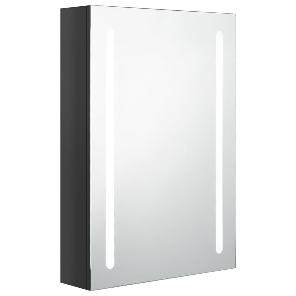 LED kupaonski ormarić s ogledalom sjajni crni 50 x 13 x 70 cm
