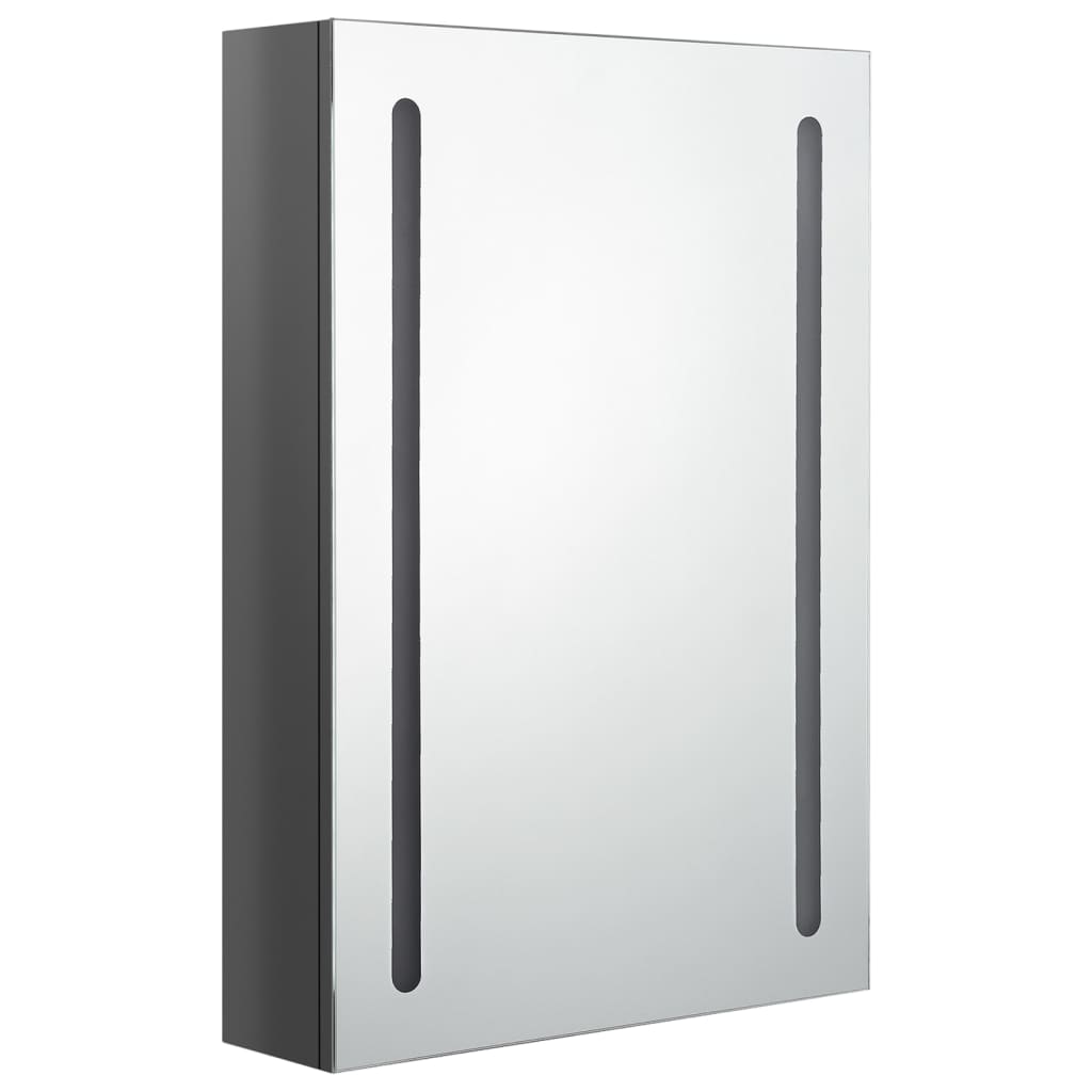 LED kupaonski ormarić s ogledalom sjajni sivi 50 x 13 x 70 cm