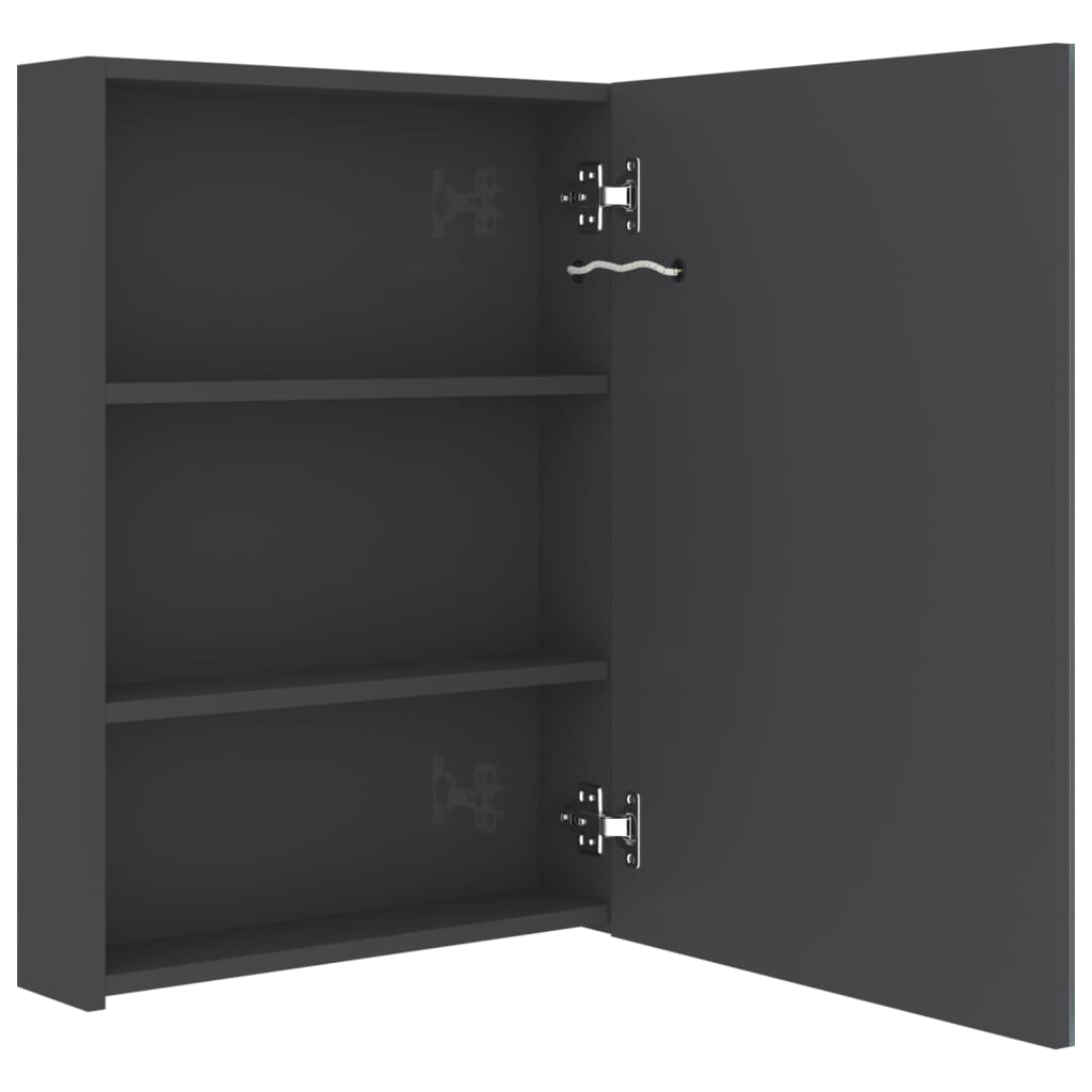 LED kupaonski ormarić s ogledalom sjajni sivi 50 x 13 x 70 cm