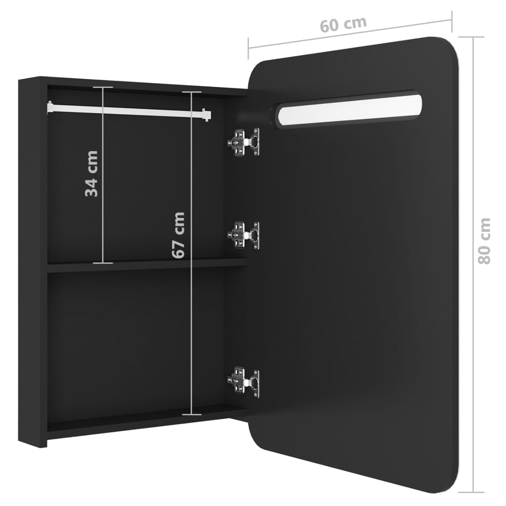 LED kupaonski ormarić s ogledalom crni 60 x 11 x 80 cm