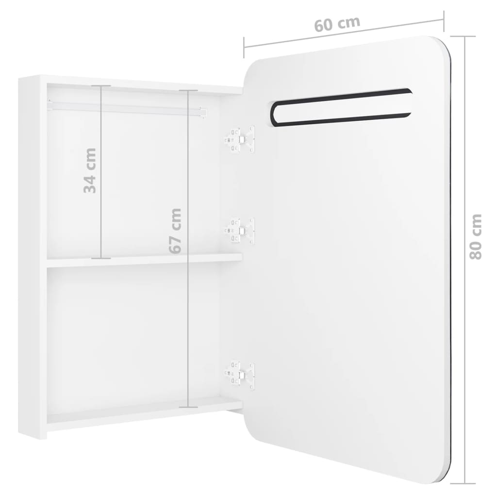 LED kupaonski ormarić s ogledalom sjajni bijeli 60 x 11 x 80 cm