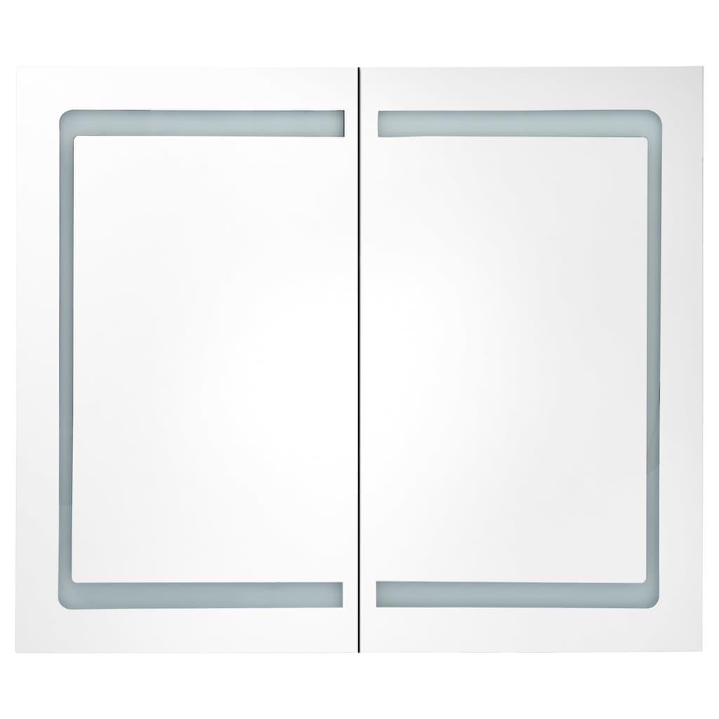 LED kupaonski ormarić s ogledalom bijeli i hrast 80x12x68 cm
