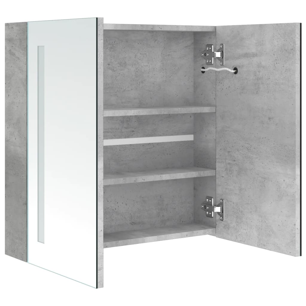 LED kupaonski ormarić s ogledalom boja betona 62 x 14 x 60 cm