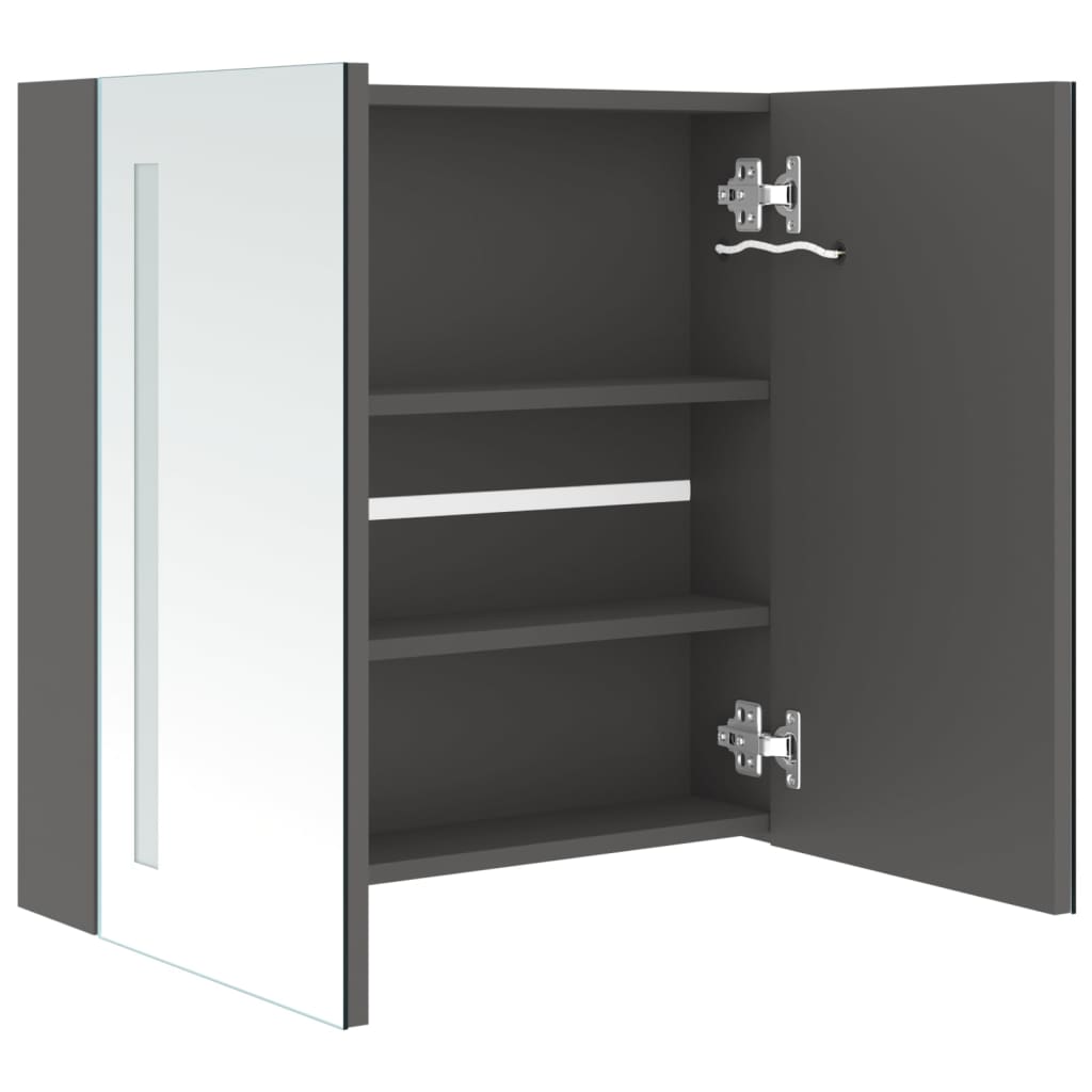 LED kupaonski ormarić s ogledalom sivi 62 x 14 x 60 cm