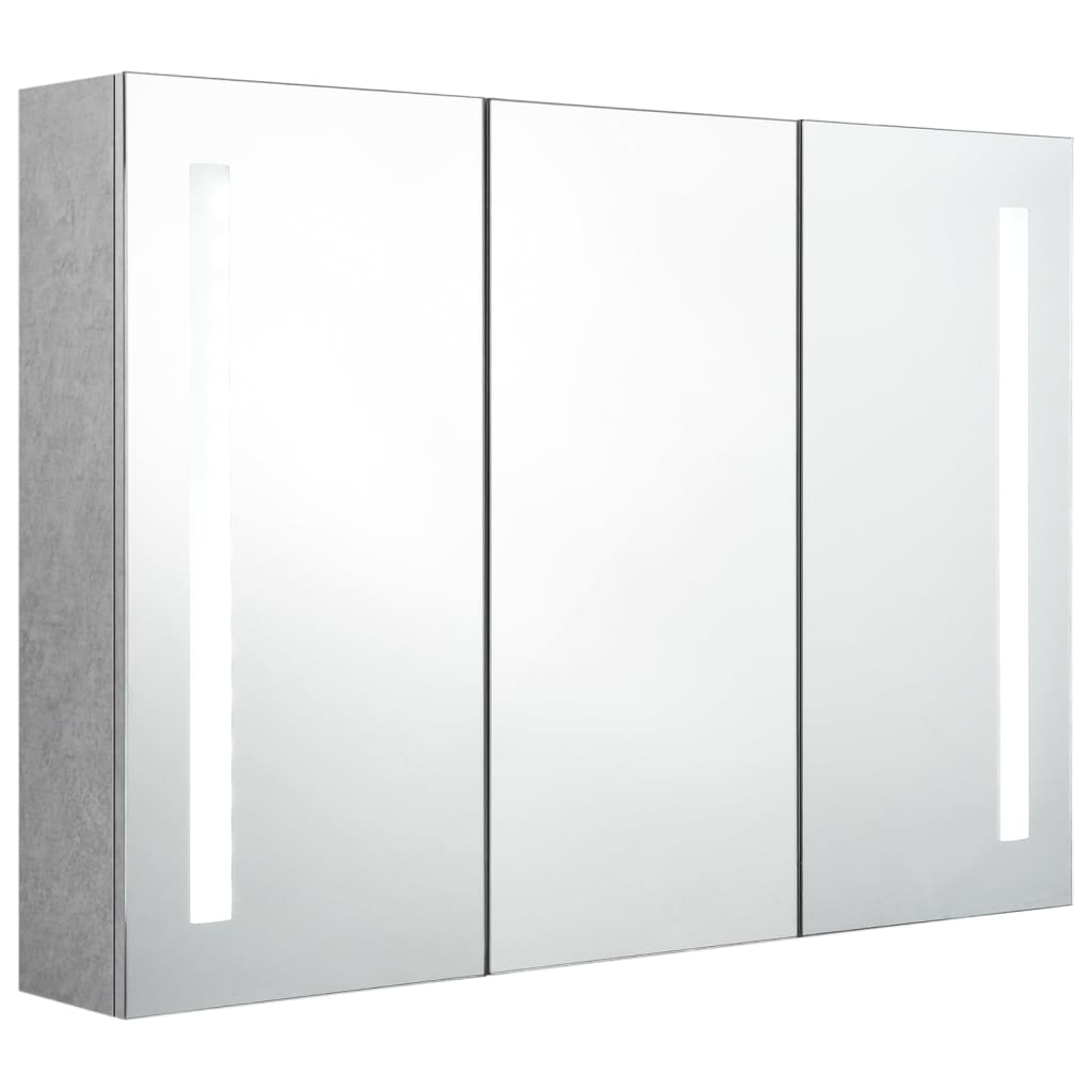 LED kupaonski ormarić s ogledalom siva boja betona 89x14x62 cm