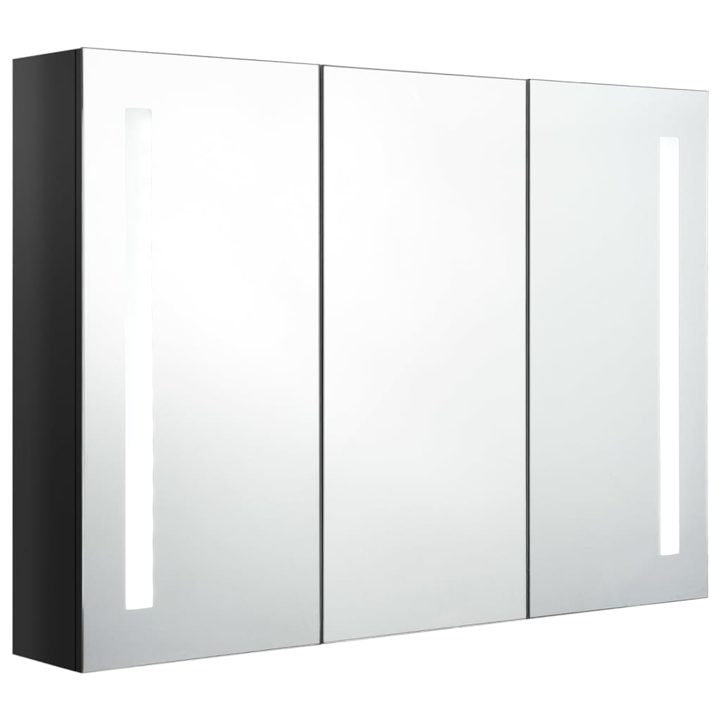 LED kupaonski ormarić s ogledalom 89 x 14 x 62 cm sjajni crni