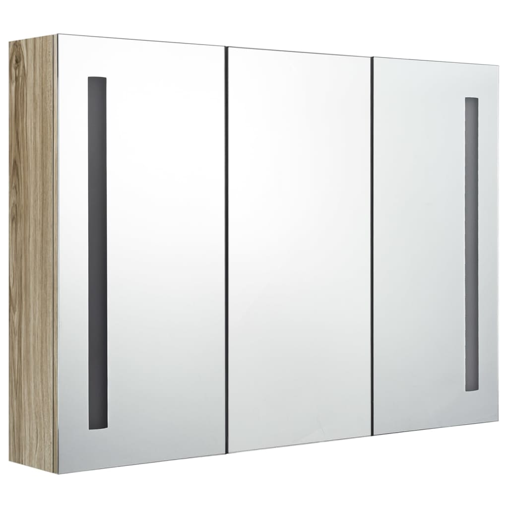 LED kupaonski ormarić s ogledalom 89 x 14 x 62 cm boja hrasta