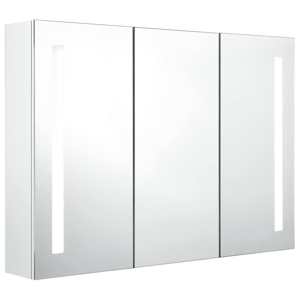 LED kupaonski ormarić s ogledalom 89 x 14 x 62 cm sjajni bijeli