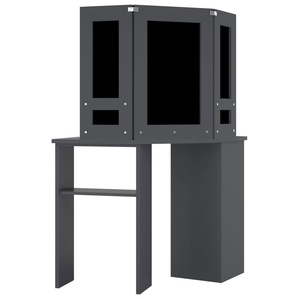 Kutni toaletni stolić s LED svjetlima sivi 111 x 54 x 141,5 cm