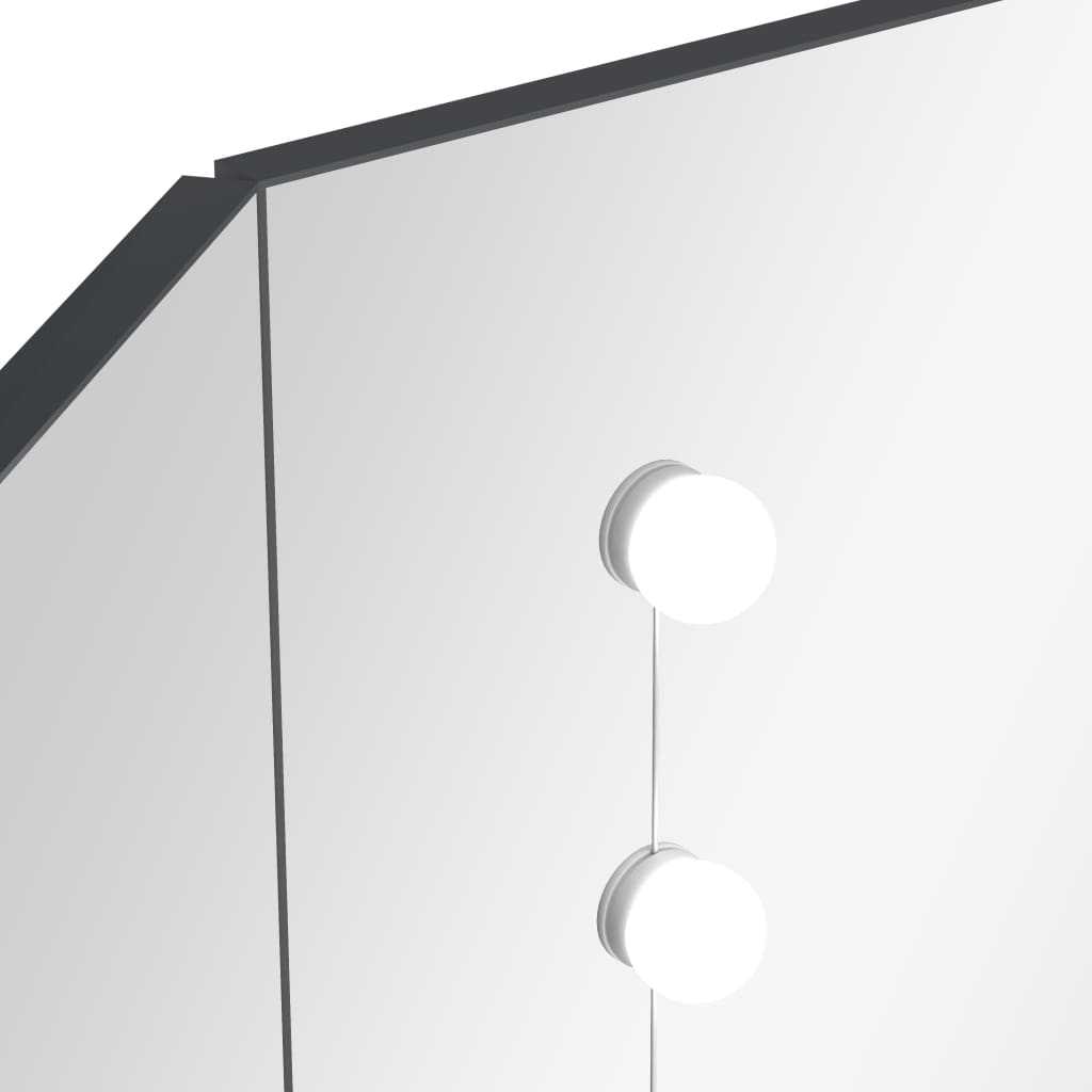 Kutni toaletni stolić s LED svjetlima sivi 111 x 54 x 141,5 cm