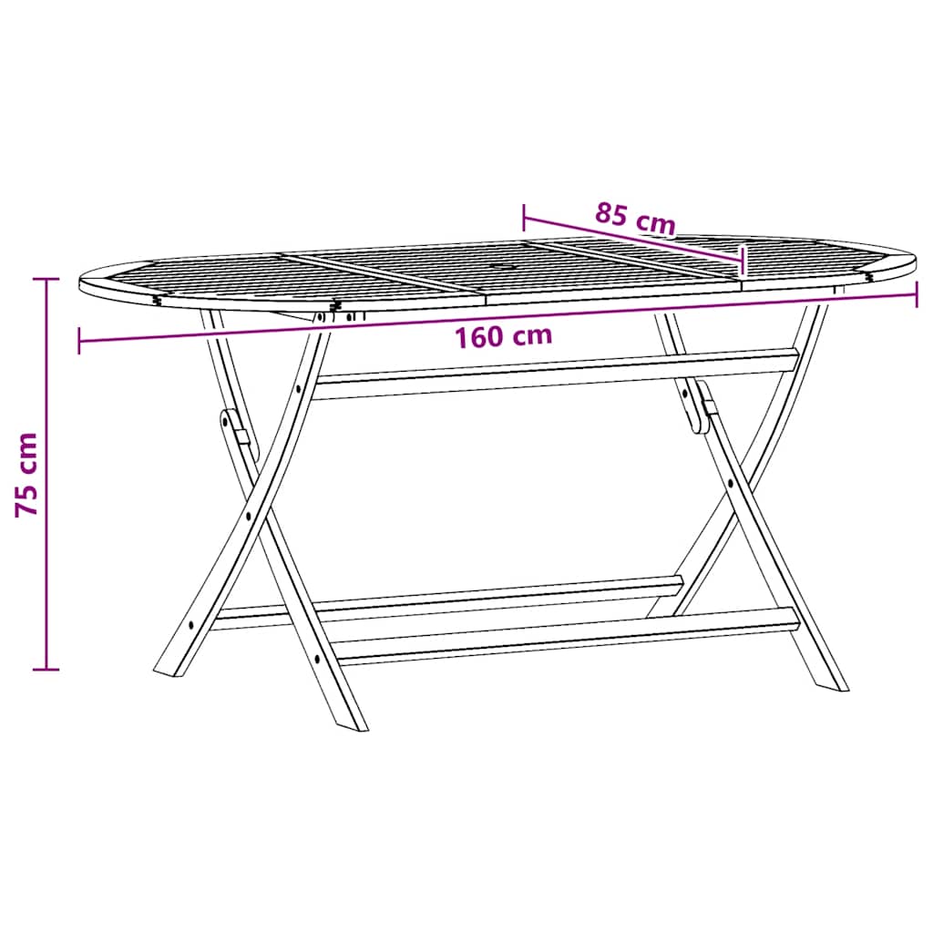 Sklopivi vrtni stol 160 x 85 x 75 cm masivno drvo eukaliptusa