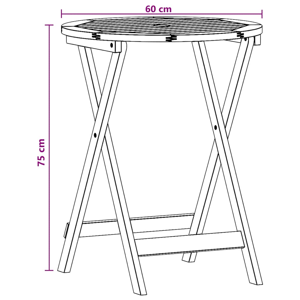 Sklopivi vrtni stol Ø 60 x 75 cm od masivnog drva eukaliptusa